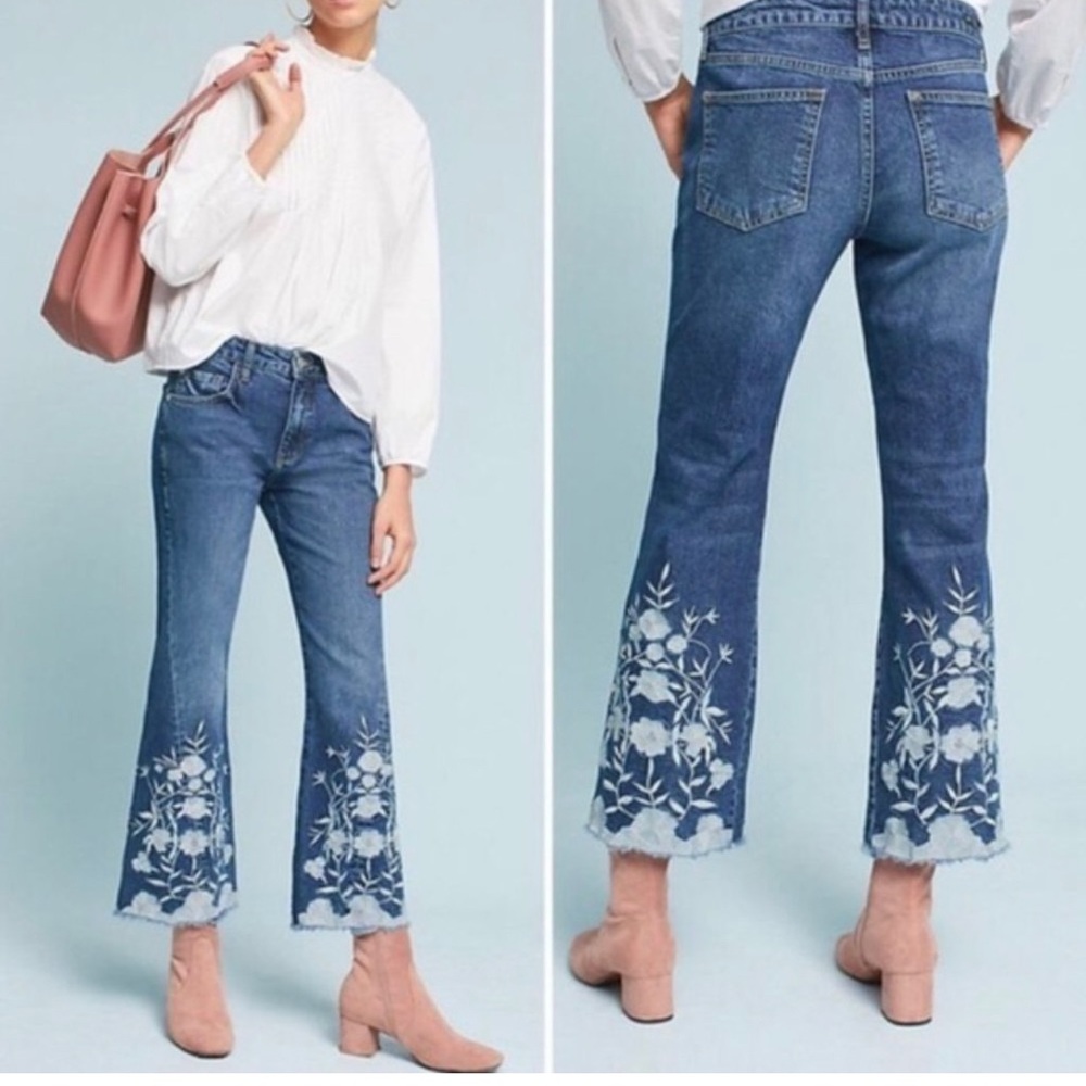 - Pilcro & the Letterpress Anthropologie Flare Floral  denim Jeans Sz. 31
